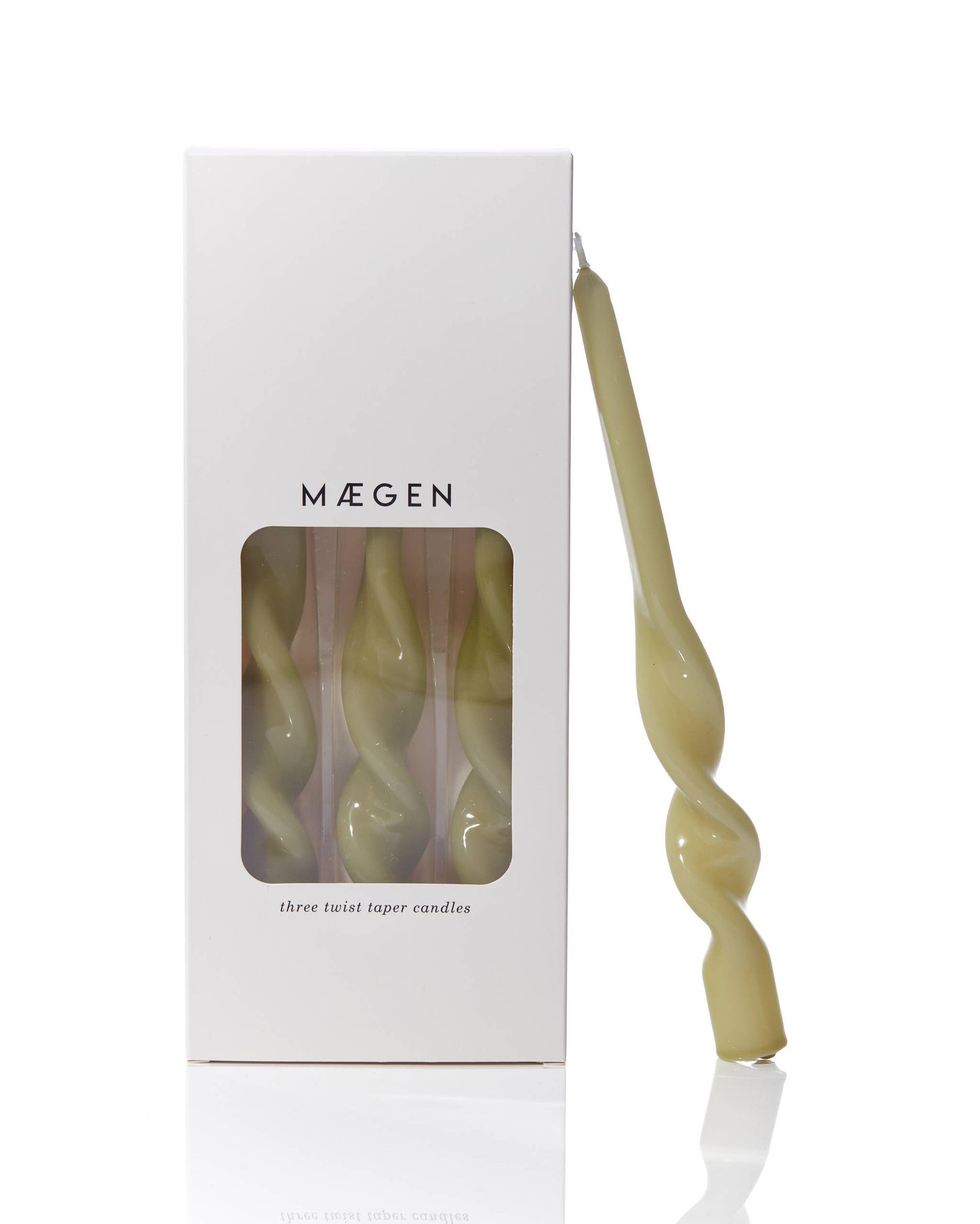 TWIST TAPER CANDLES SET OF 3 | LEAF GREEN | MÆGEN