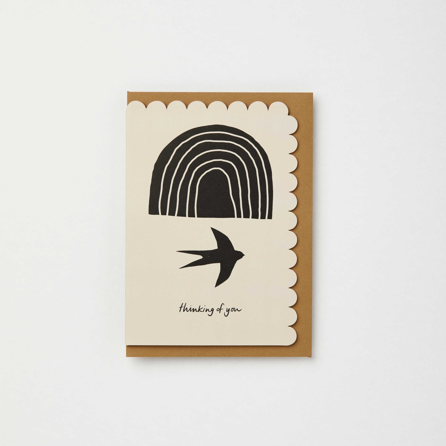 Thinking of you swallow rainbow sympathy card | With cellos