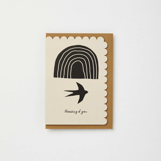 Thinking of you swallow rainbow sympathy card | With cellos