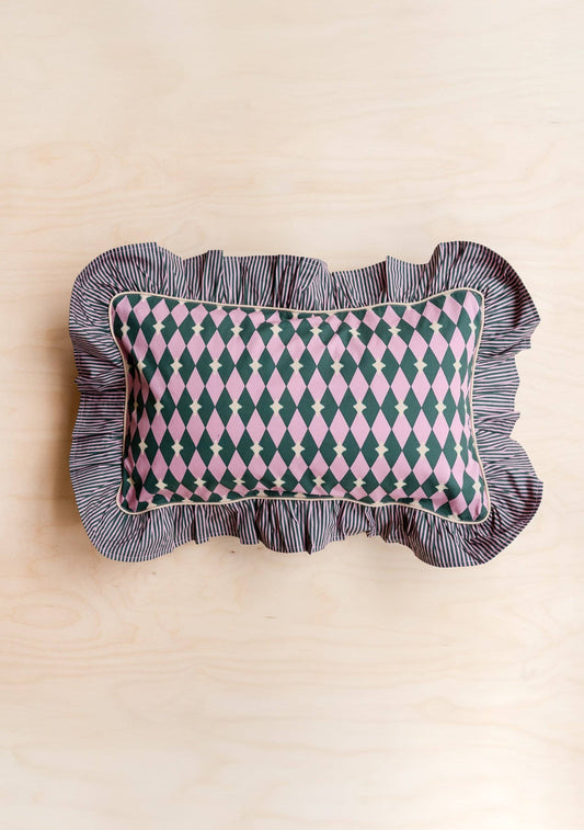 TBCo - Cotton Cushion Cover in Pink Harlequin