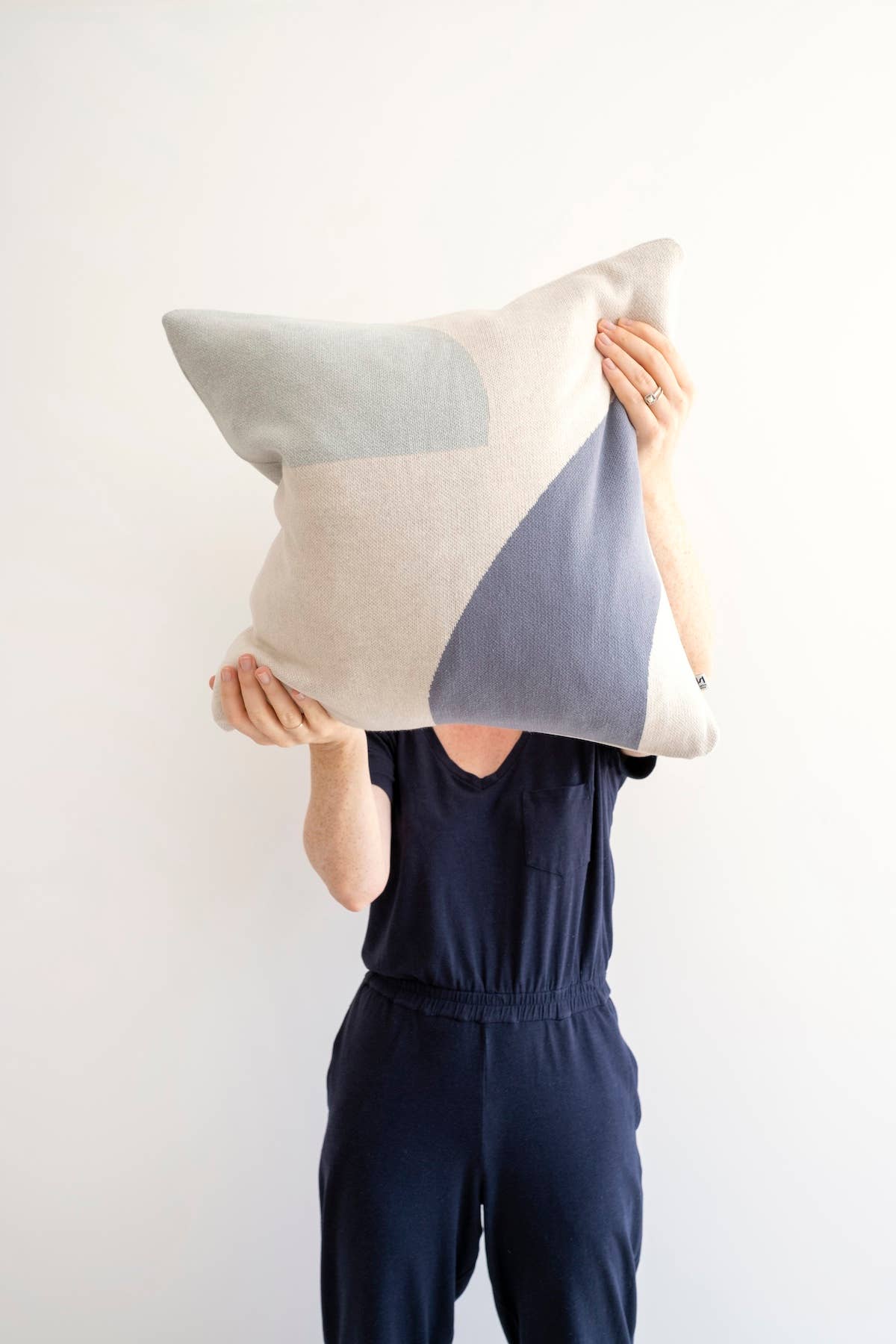COTTON KNIT PILLOW/ CUSHION | FORM BLUE & AQUA | SOPHIE HOME