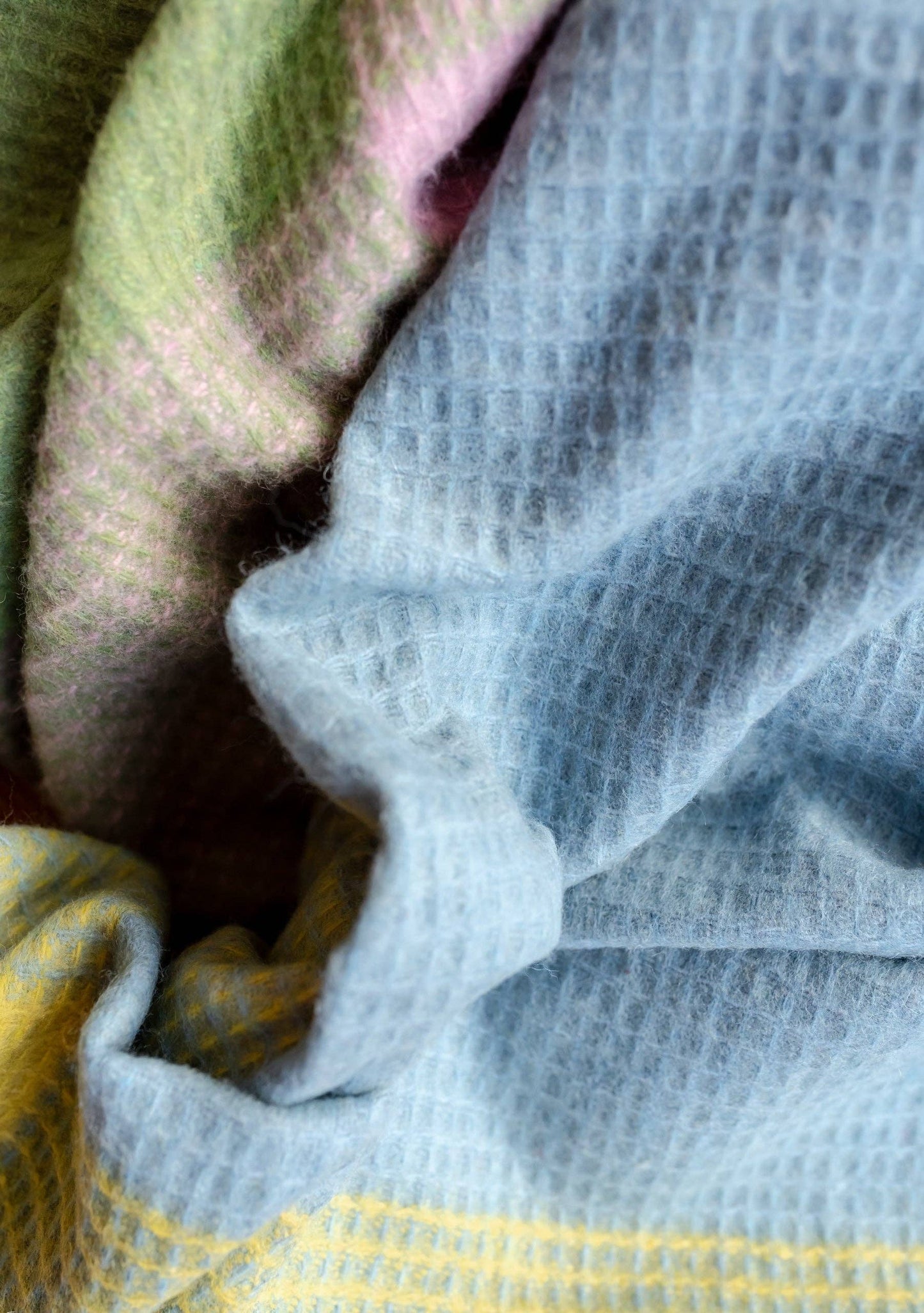 TBCo - Recycled Wool Blanket in Green Waffle Block