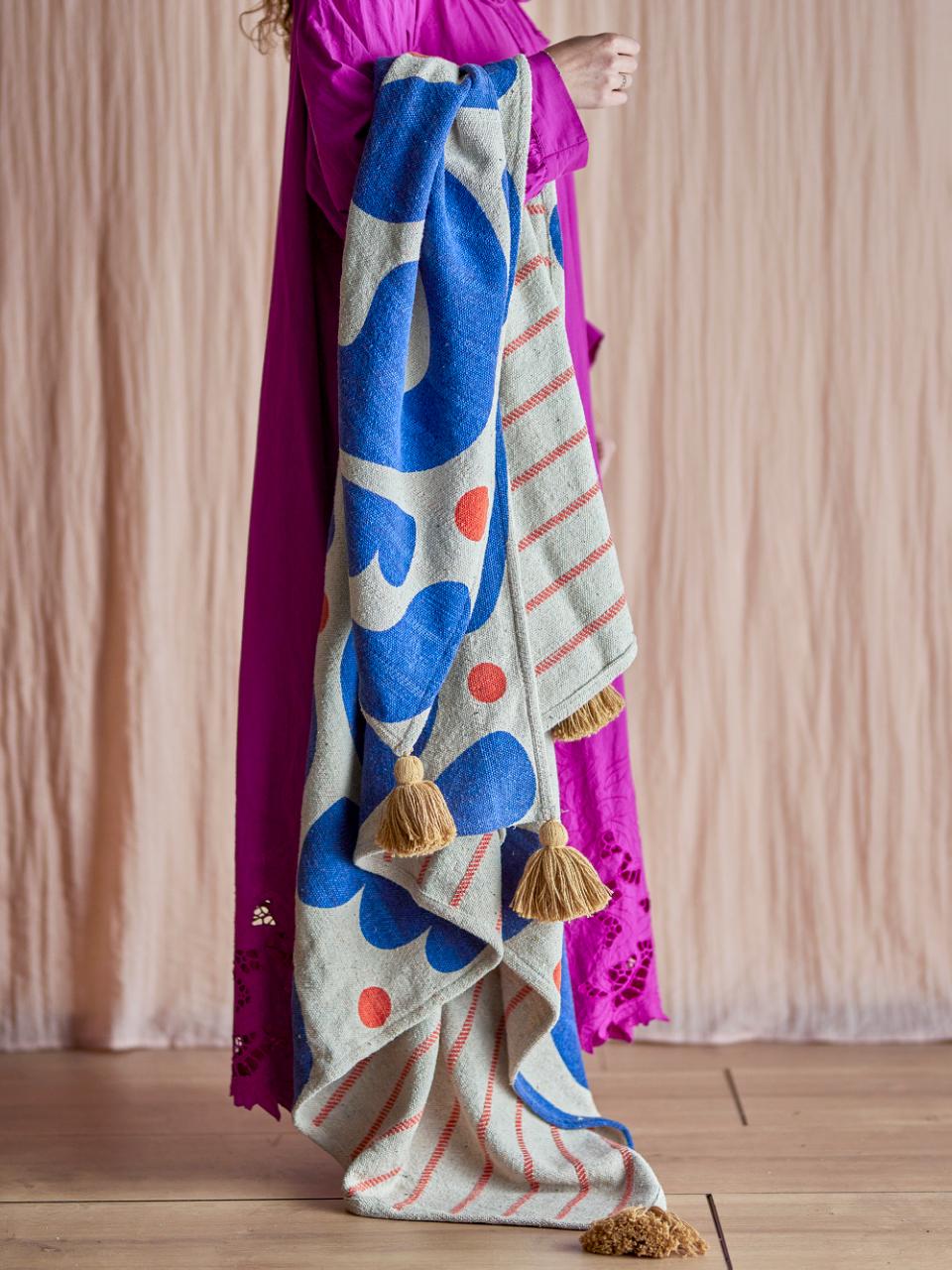 EVIAYA THROW | BLUE | RECYCLED COTTON | BLOOMINGVILLE
