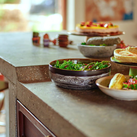 HKLIVING |70s CERAMICS SALAD BOWL | ROCK ON | BLACK