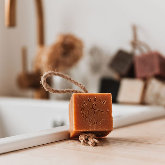 ARTISAN SOAP ON A ROPE | CORAL AND MOSS | GARDEN OF EDEN