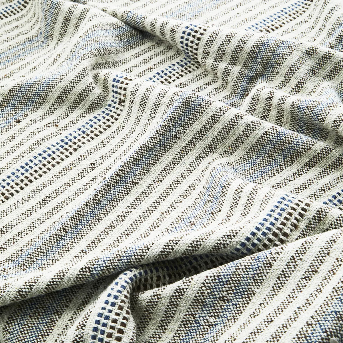 RECYCLED THROW | SAND BLUE AND OFF WHITE | COTTON | MADAM STOLTZ