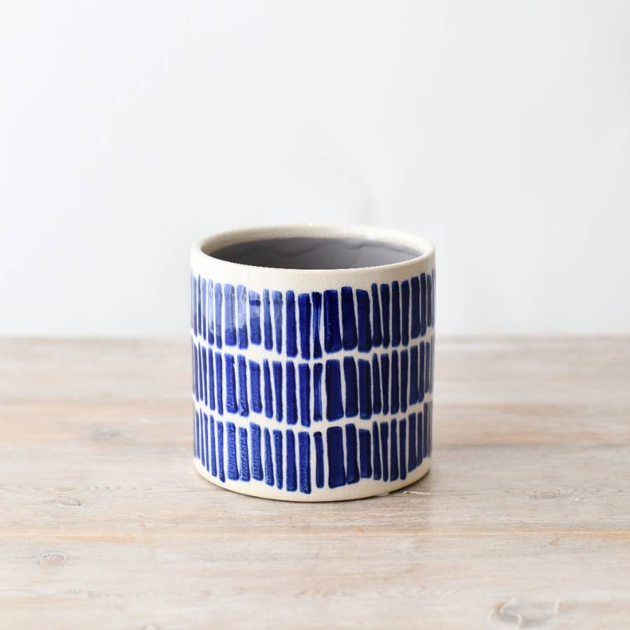 GAINSBOROUGH | BLUE PATTERN STONEWARE PLANTER | LARGE