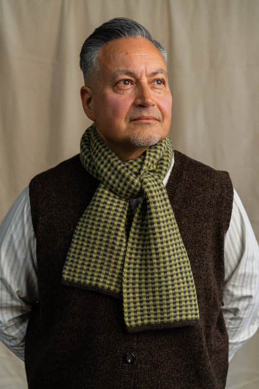 ROVE Knitwear - Small Check Scarf | Green