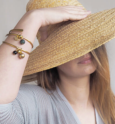 Brass Bangle with Beads | Onyx | by brass+bold