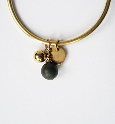 Brass Bangle with Beads | Onyx | by brass+bold