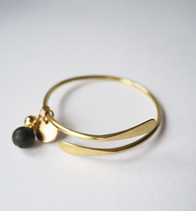 Brass Bangle with Beads | Onyx | by brass+bold