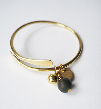 Brass Bangle with Beads | Onyx | by brass+bold