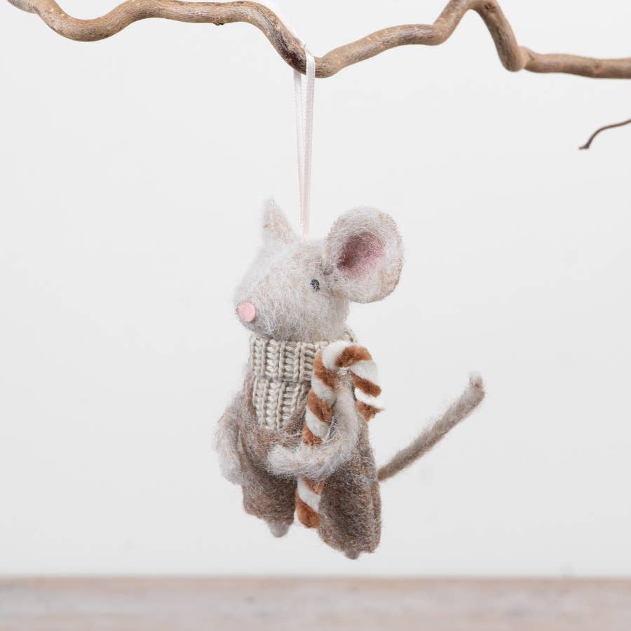 Gainsborough Giftware x Portland Living - 18cm Festive Mouse Hanging Decoration