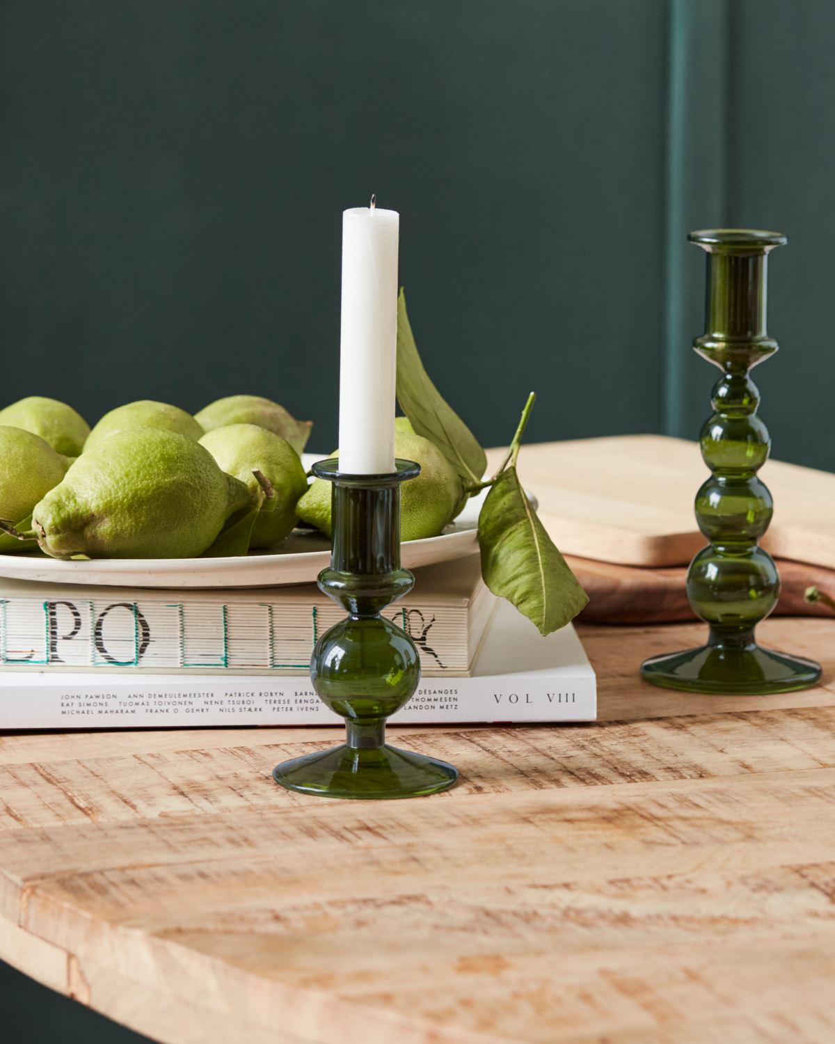 CANDLESTICK|  VIDRO | SMALL|  GREEN | HOUSE DOCTOR