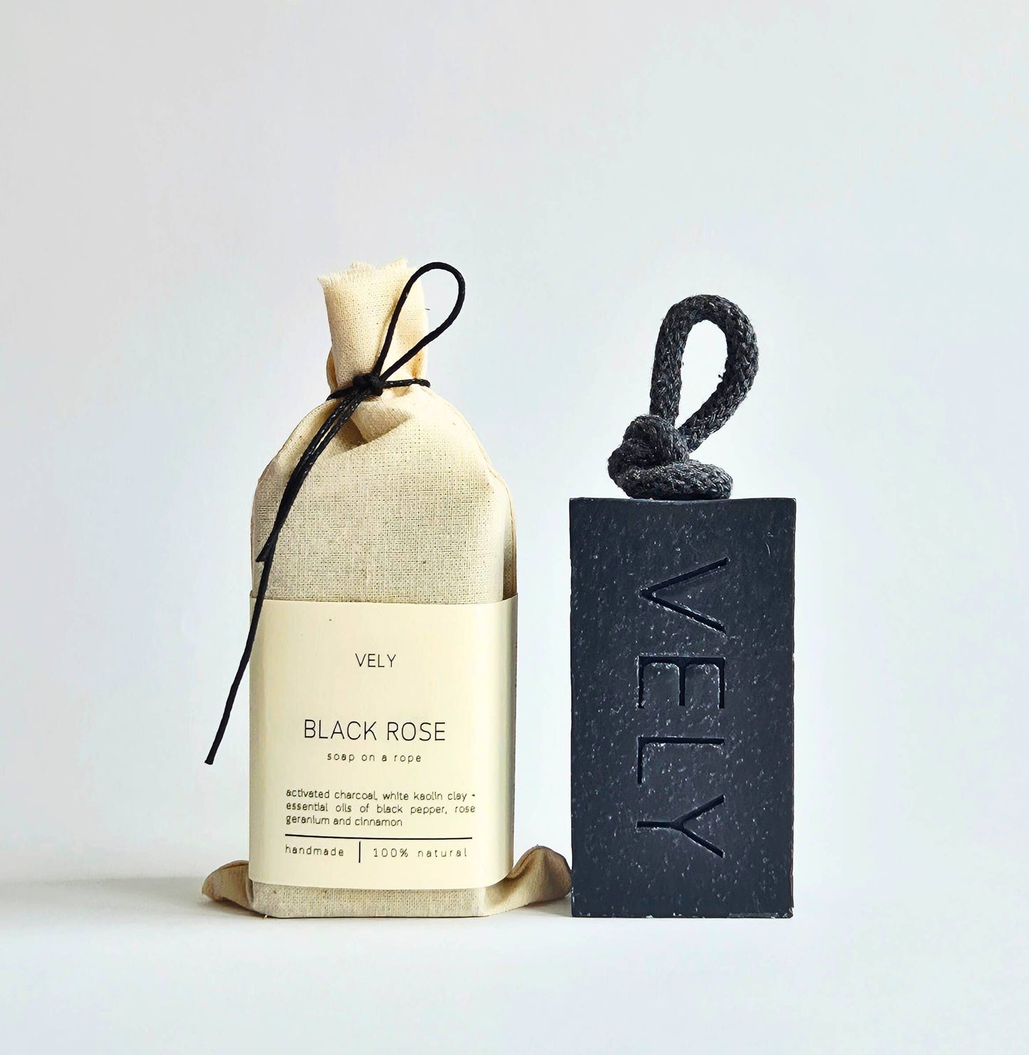The Vely Soapery - Natural Handmade Soap On A Rope “Black Rose"