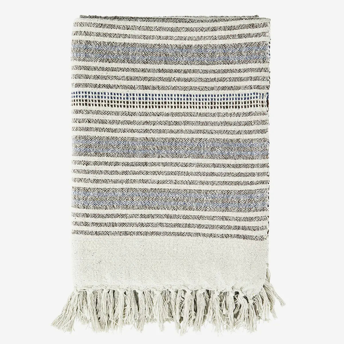 RECYCLED THROW | SAND BLUE AND OFF WHITE | COTTON | MADAM STOLTZ