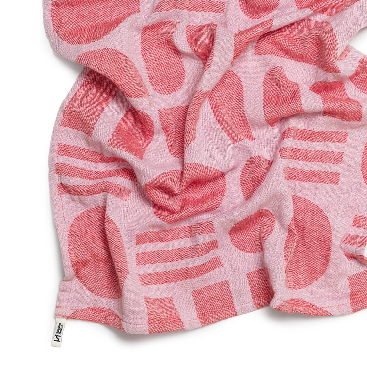 Sophie Home Ltd - Designer Cotton Tea Towel: Stack the Dishes Pink