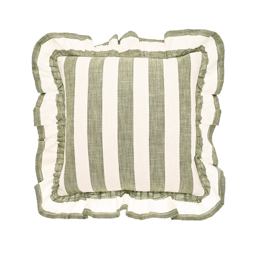 WIDE STRIPED CUSHION | OLIVE | WALTON AND CO