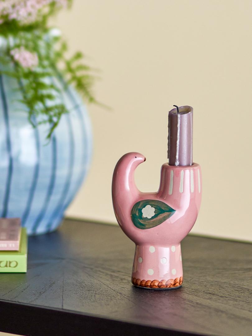 TRUDY CANDLE HOLDER | ROSE |STONEWARE |BLOOMINGVILLE