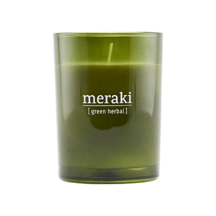 GREEN HERBAL | CLASSIC LARGE SCENTED CANDLE | 35 HOUR BURN TIME | BY MERAKI