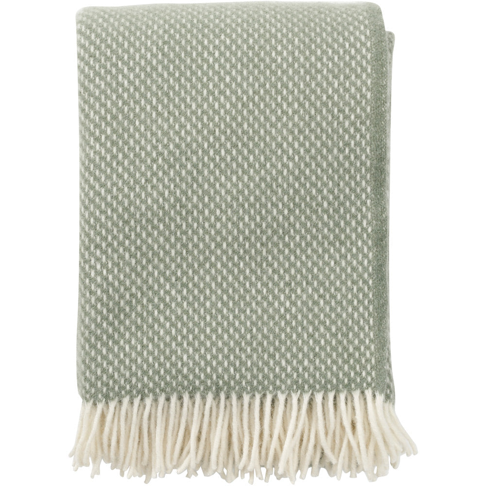 KLIPPAN | THROW | PREPPY | DUSTY GREEN | 100% LAMBSWOOL