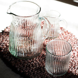DRINKING GLASS WITH GROOVES | CLEAR | GLASS | MADAM STOLTZ