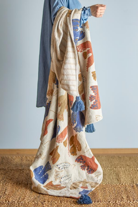 ANNIVERSARY THROW |  BLOOMINGVILLE  | MULTI COLOURED |RECYCLED COTTON