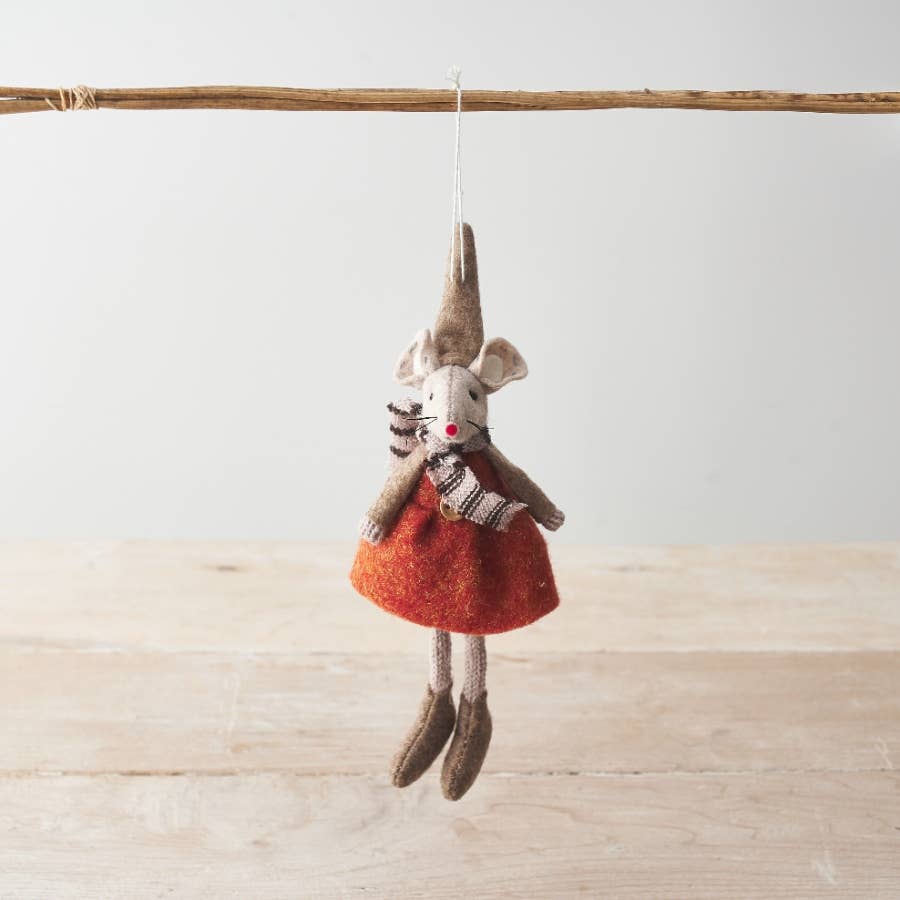 BURNT ORANGE HANGING MICE