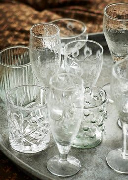 DRINKING GLASS WITH GROOVES | CLEAR | GLASS | MADAM STOLTZ