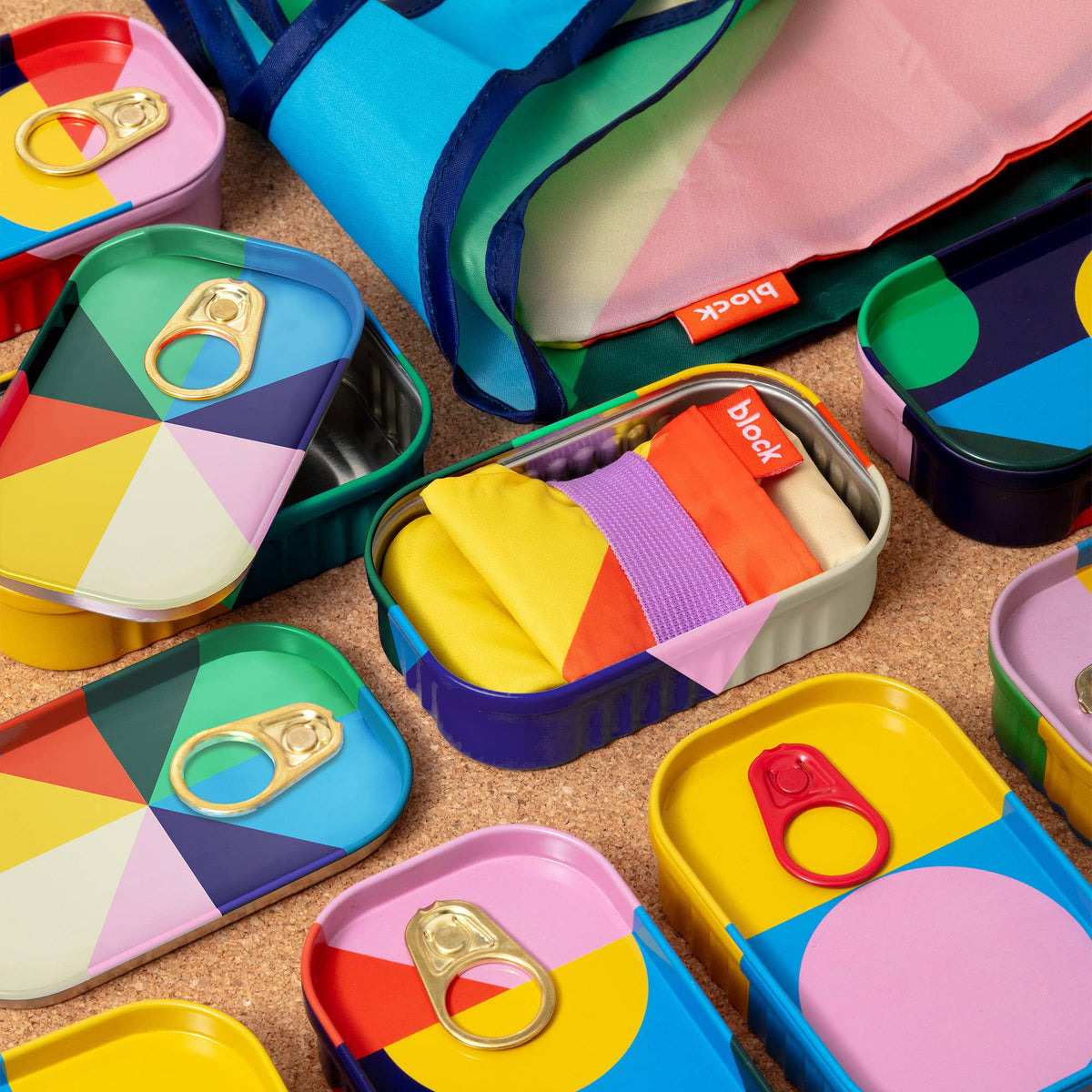 Block Design - Tinned Goods - Recycled Reusable Shopping Bag