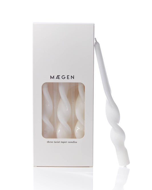 MÆGEN Twist Taper Candles - 3 Pack - Ice White