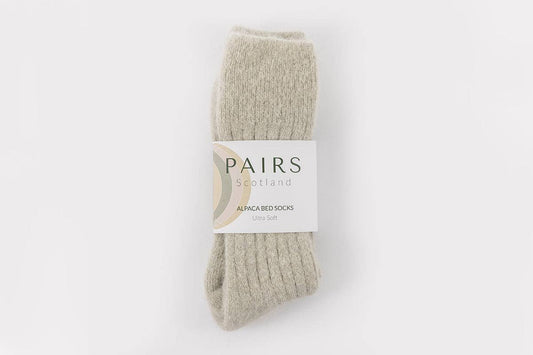 Ultra Soft Pearl Grey Alpaca Bed Socks: Medium (UK 8-10)