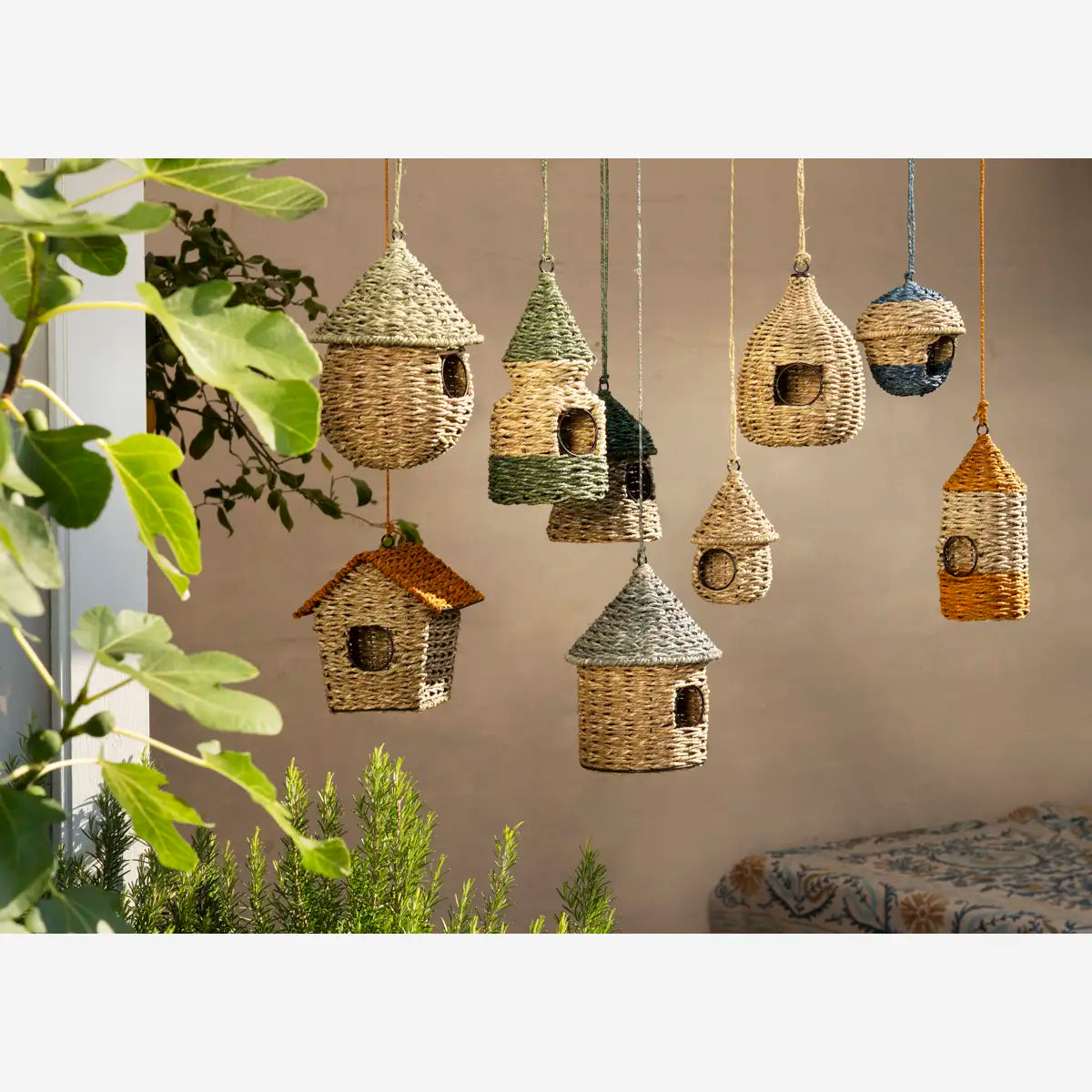 HANGING BIRD HOUSE | SEAGRASS | ORANGE | MADAM STOLTZ