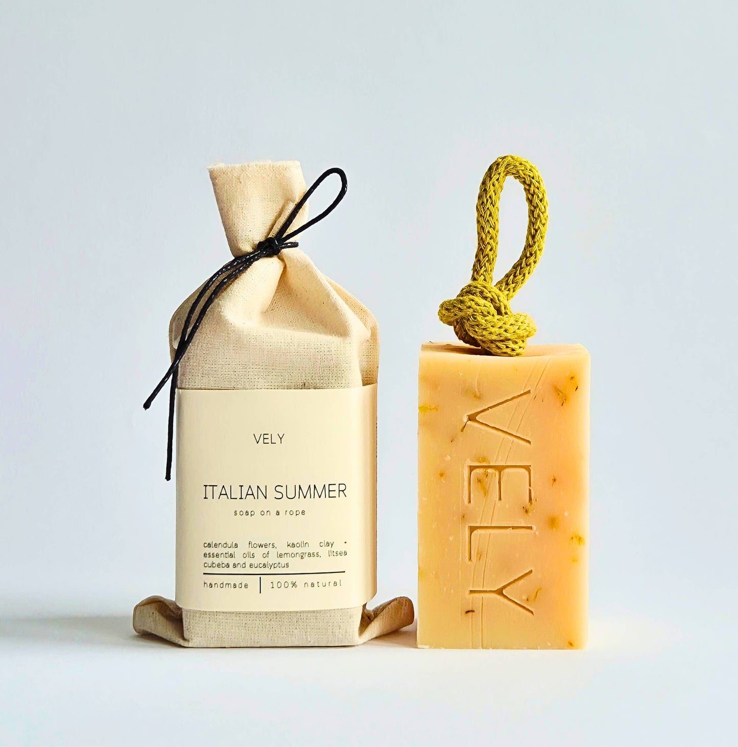 The Vely Soapery - Natural Handmade Soap On A Rope "Italian Summer"