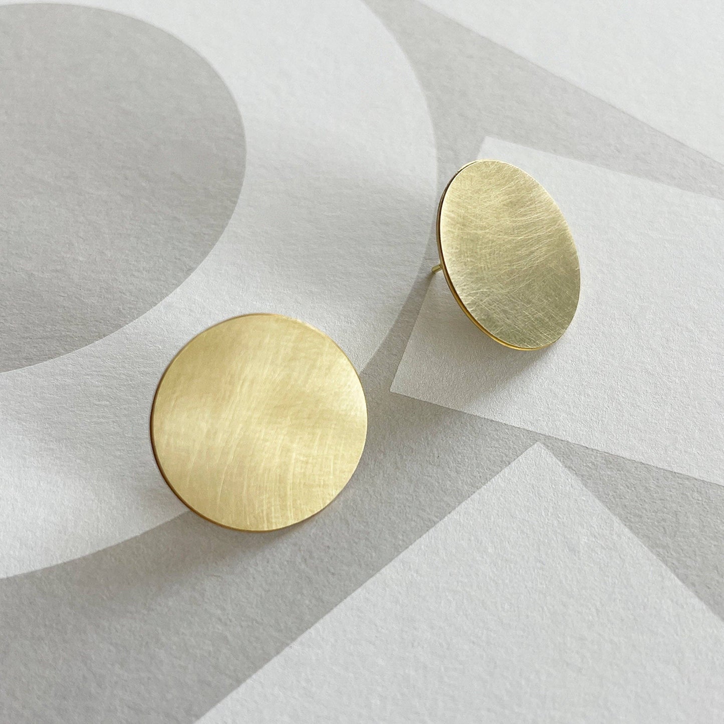 Maxi-Disc Stack, Brass Stud Earrings