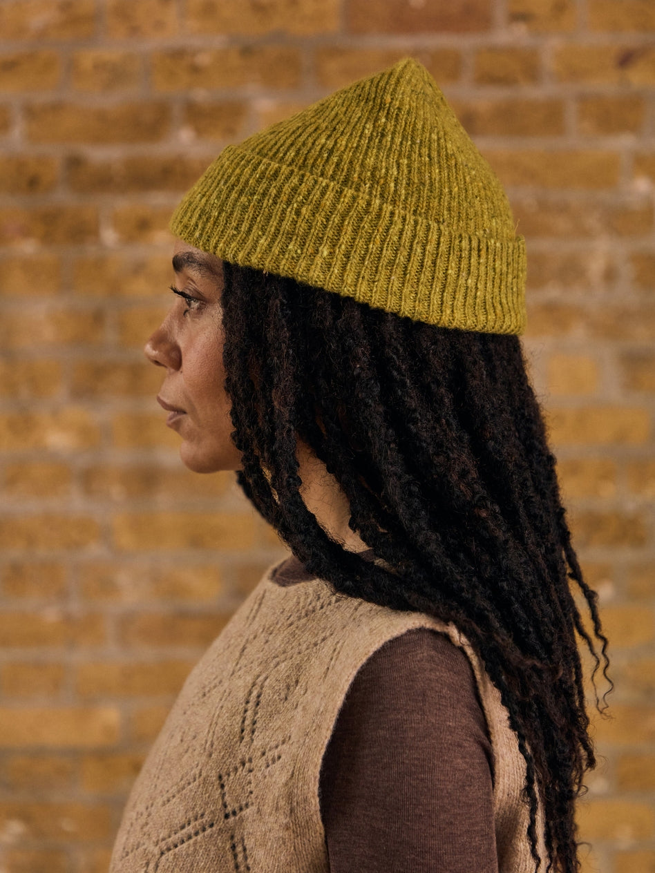 UNISEX DONEGAL BEANIE | LIME | ROVE KNITWEAR