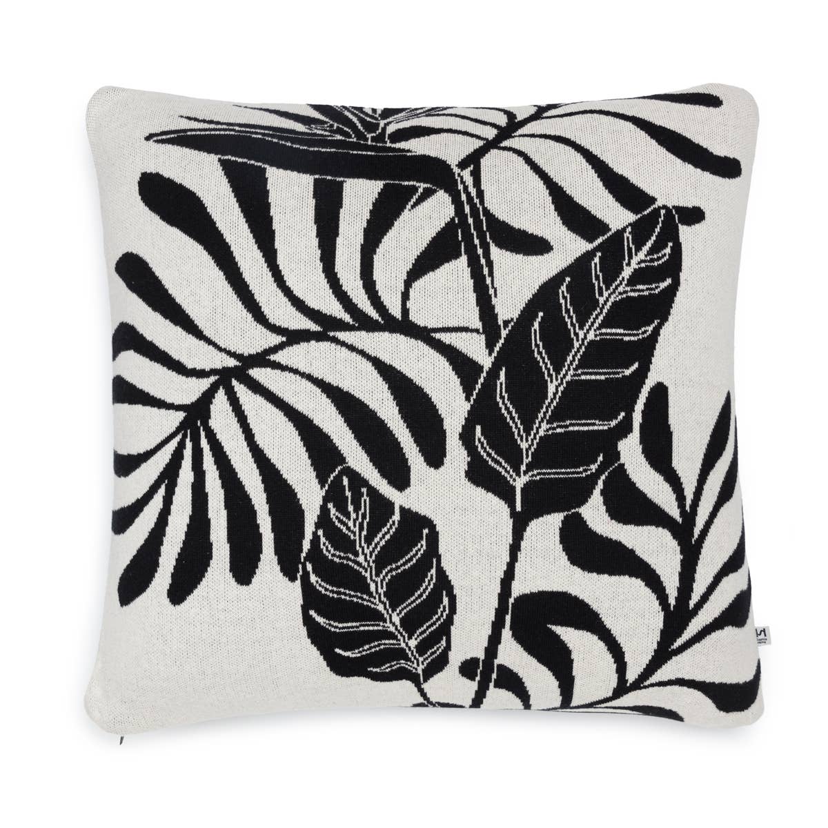 Sophie Home Ltd - Cotton Knit Throw Pillow/Cushion Cover: Leaf Mono