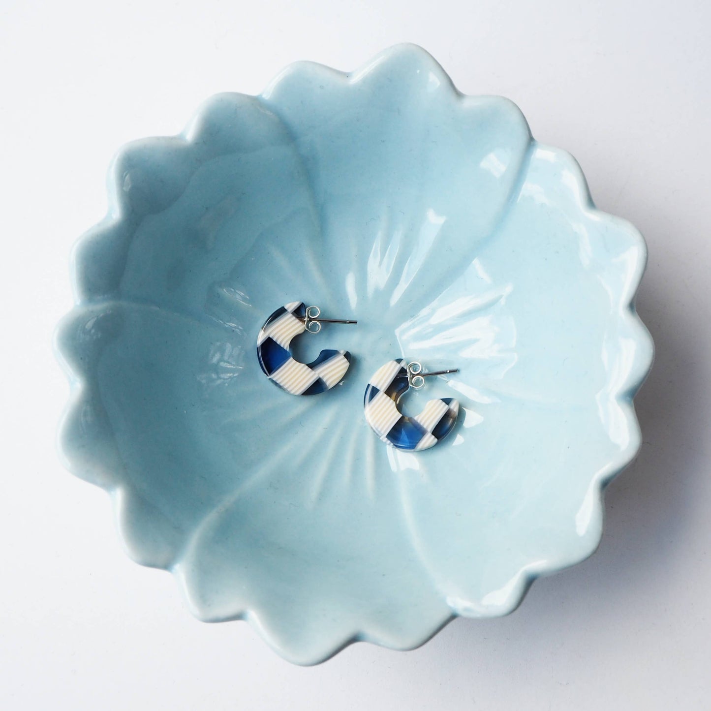 Custom Made - Ocean Checker Super Mini Hoop Earrings