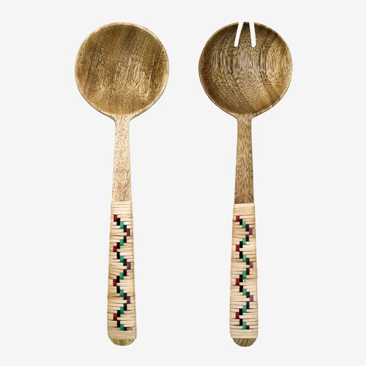 WOODEN SALAD SET W/ BAMBOO | MADAM STOLTZ