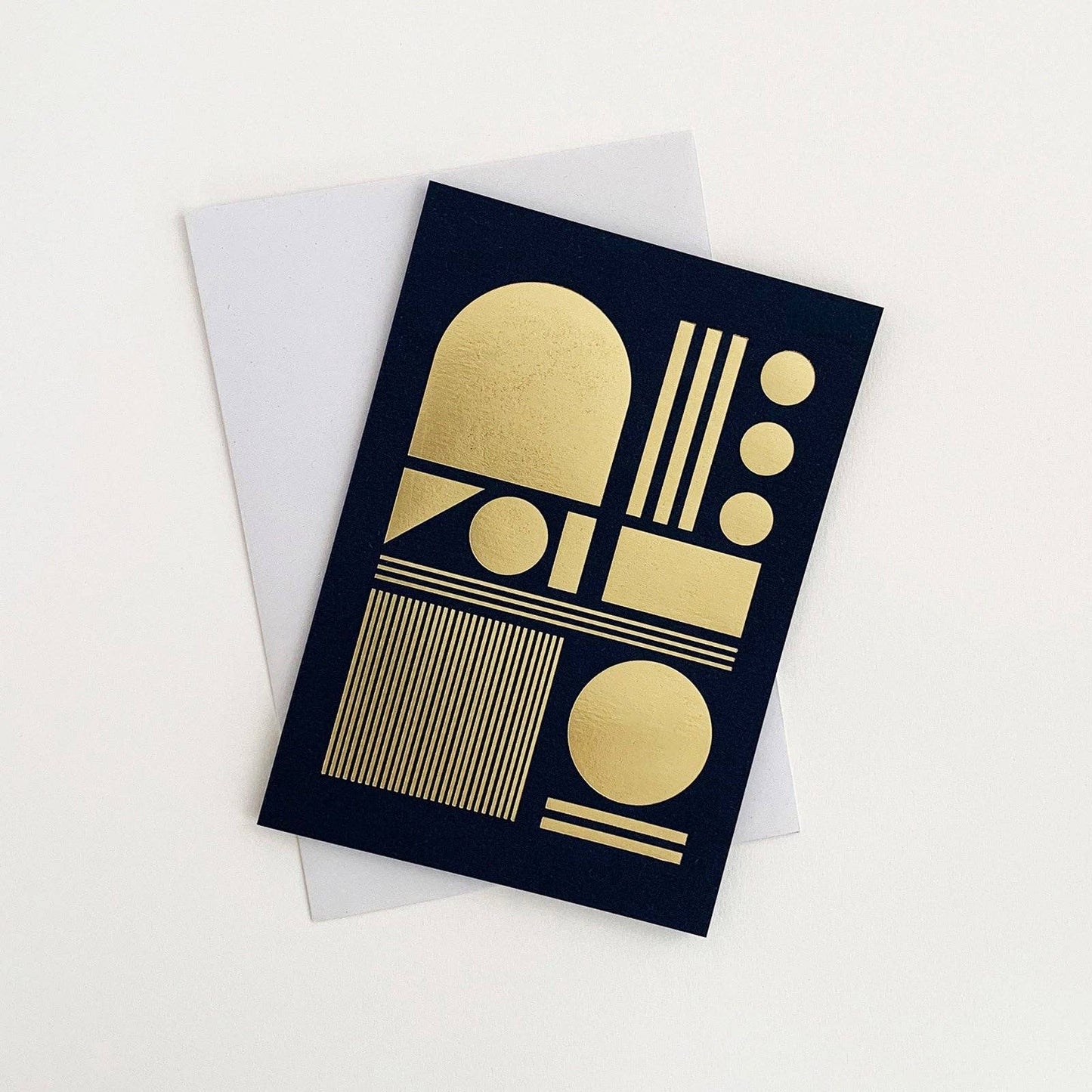 Tom Pigeon - Machine Card, Brass & Navy, Foiled Greetings Card