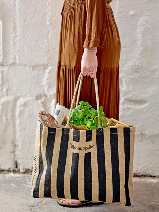 BERGAMO SHOPPING BAG | BLACK | JUTE | BLOOMINGVILLE