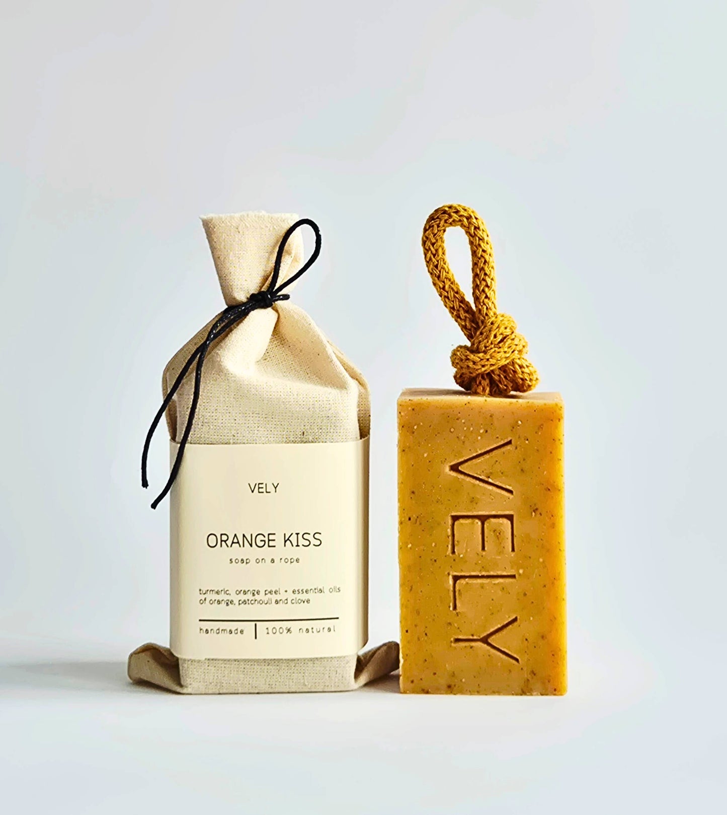 The Vely Soapery - Natural Handmade Soap On A Rope "Orange Kiss"