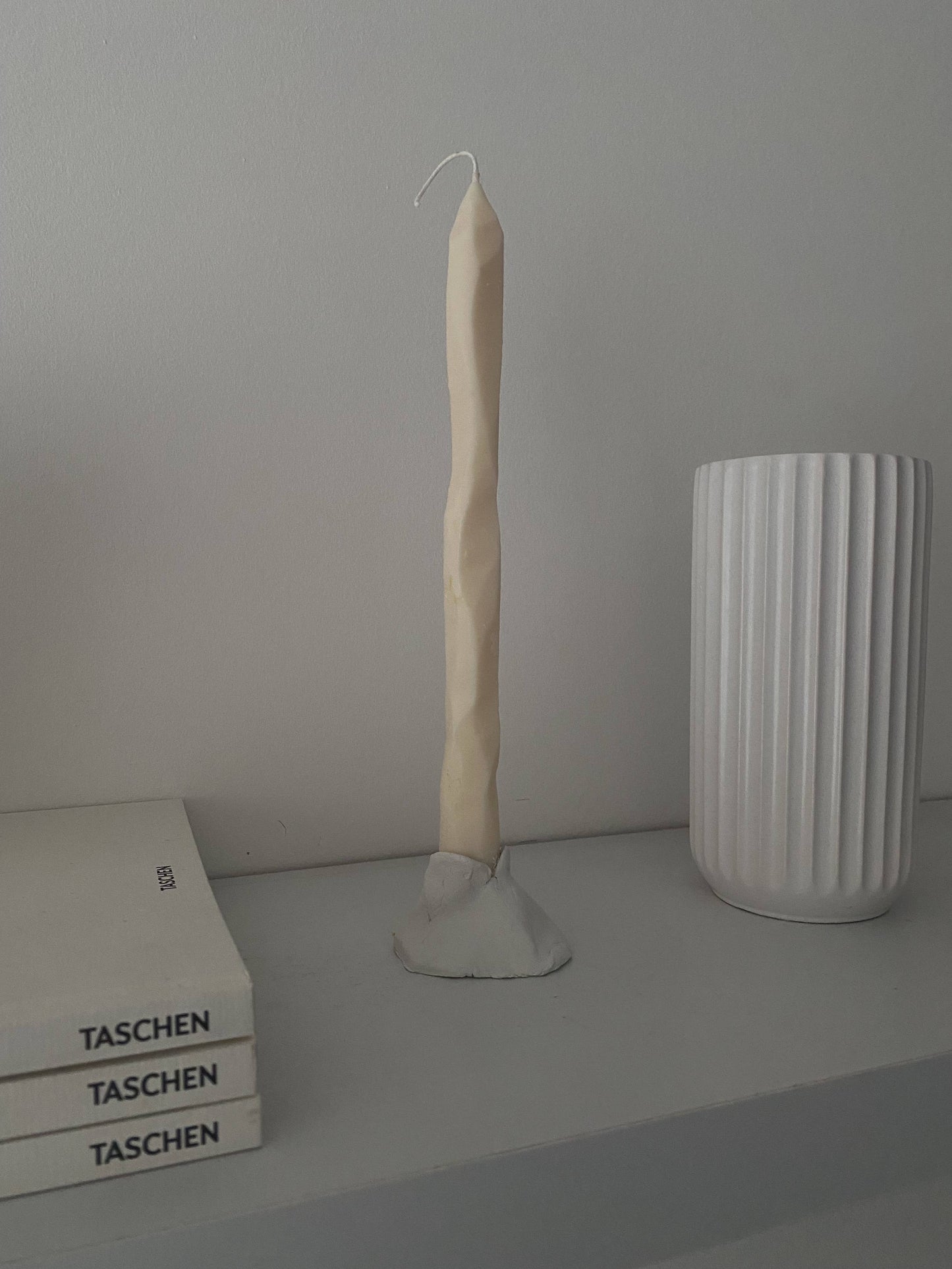 HAND CARVED TAPERED CANDLE | WHITE | VEGAN SOY | SOIE LONDON