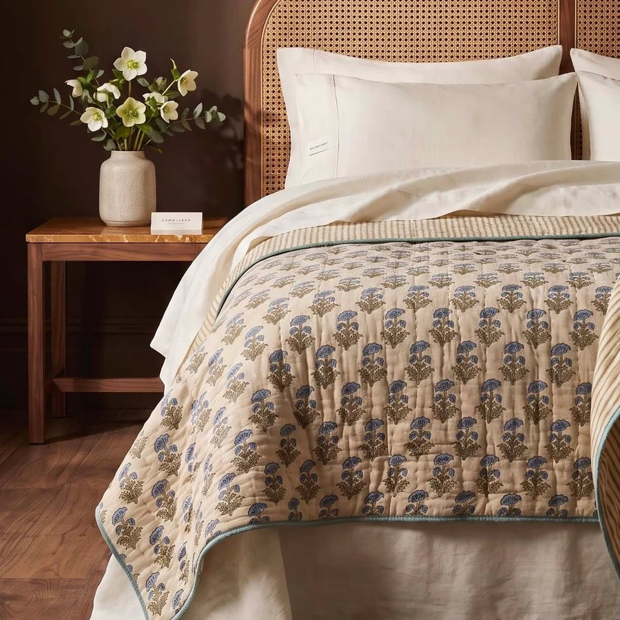 TAIKO KANTHA BEDSPREAD | BLUE | BIGGIE BEST