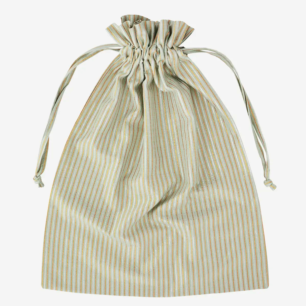 STRIPED LAUNDRY BAG | SAGE SILVER COPPER | DRAWSTRING | MADAM STOLTZ