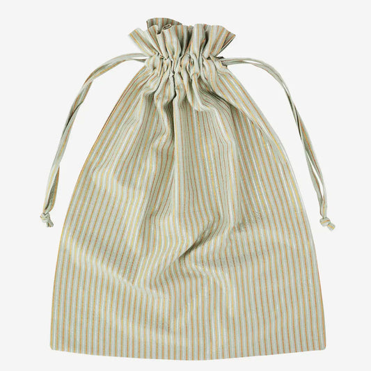 STRIPED LAUNDRY BAG | SAGE SILVER COPPER | DRAWSTRING | MADAM STOLTZ