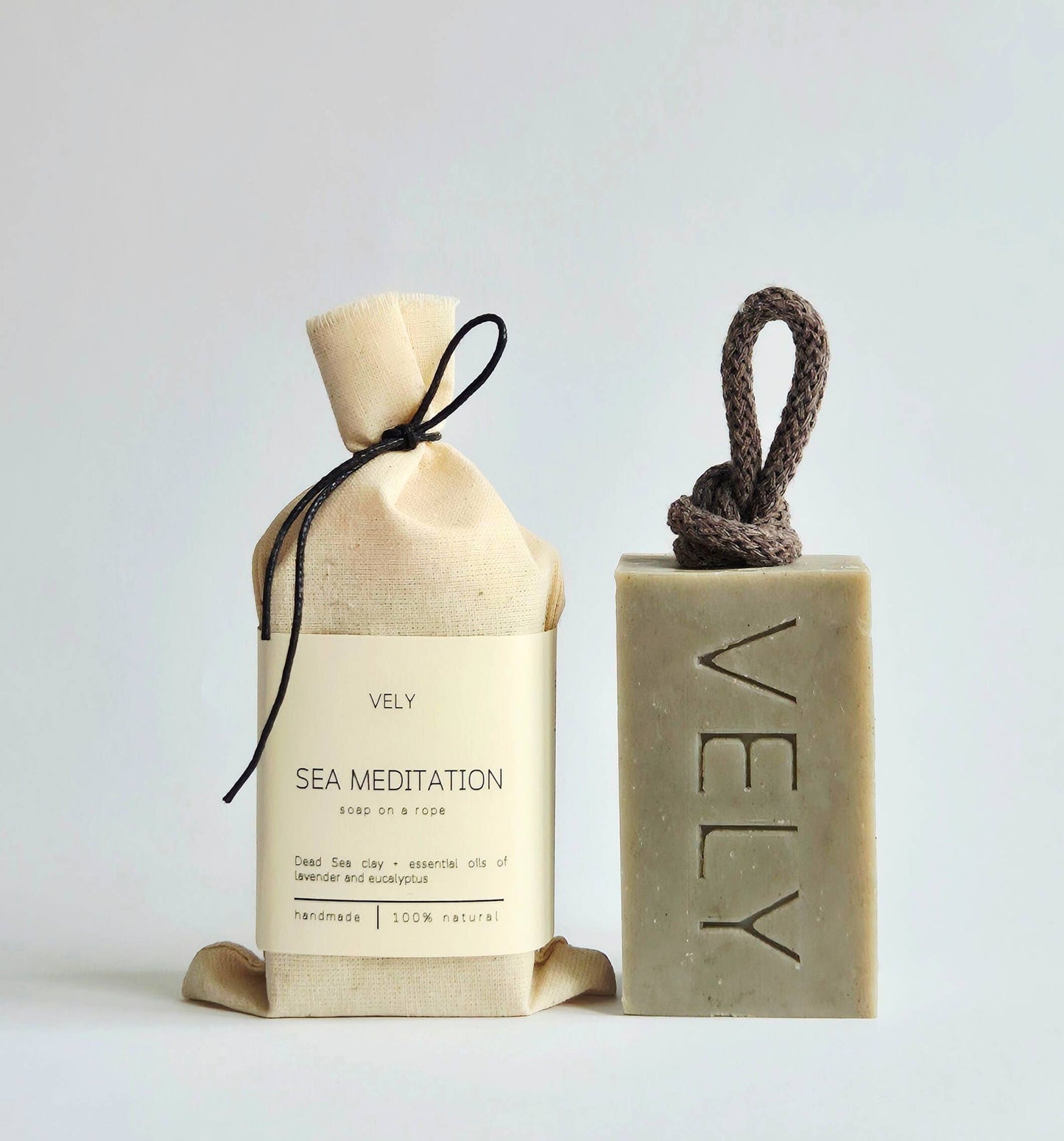 The Vely Soapery - Natural Handmade Soap On A Rope "Sea Meditation" 