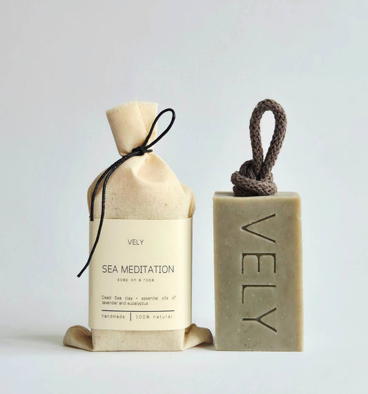 The Vely Soapery - Natural Handmade Soap On A Rope "Sea Meditation" 