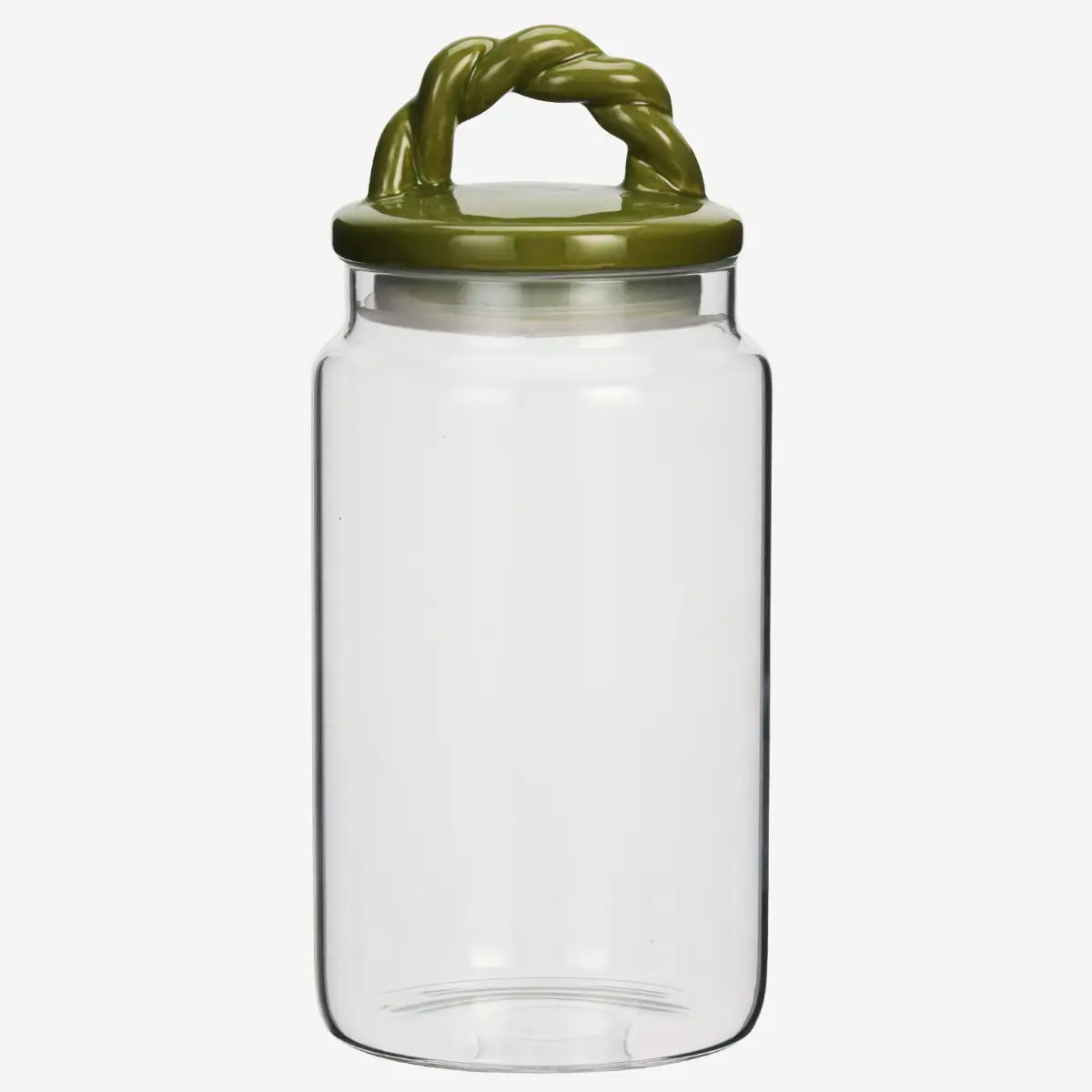 GLASS STORAGE JARS WITH CERAMIC LID | OLIVE | MADAM STOLTZ | LARGE
