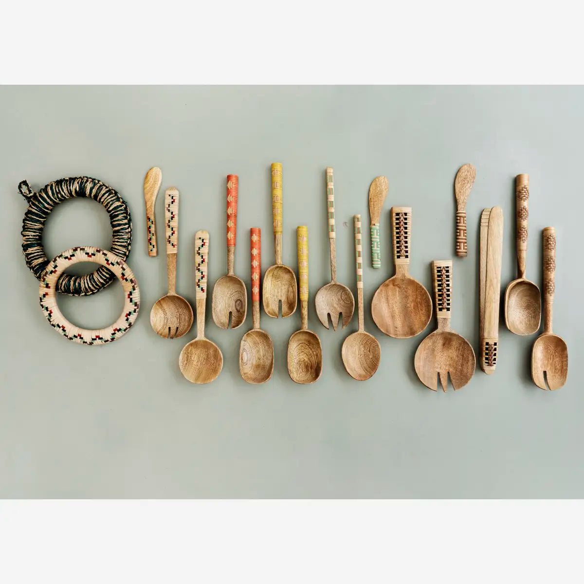 WOODEN SALAD SET W/ BAMBOO | MADAM STOLTZ